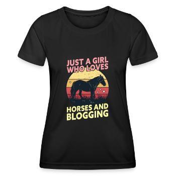 Juste une fille qui aime les chevaux et les blogs - T-shirt sport Femme - noir - Devant - AI Model Female 172 light (172cm)