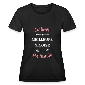 Certifiée meilleure niçoise du monde - T-shirt sport Femme - noir - Devant - AI Model Female 172 light (172cm)