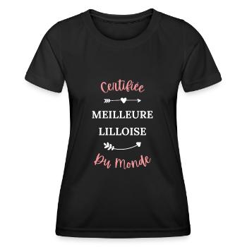 Certifiée meilleure lilloise du monde - T-shirt sport Femme - noir - Devant - AI Model Female 172 light (172cm)