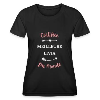 Certifiée meilleure livia du monde - T-shirt sport Femme - noir - Devant - AI Model Female 172 light (172cm)