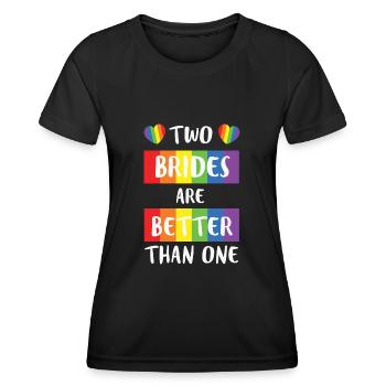 LBGT Flag Gay Pride Human Two Brides better than - Frauen Funktions-T-Shirt - Schwarz - Vorne - AI Model Female 172 light (172cm)