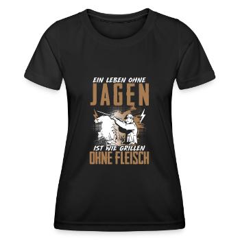 Leben Ohne Jagen Grillen Ohne Fleisch Jäger - Frauen Funktions-T-Shirt - Schwarz - Vorne - AI Model Female 172 light (172cm)