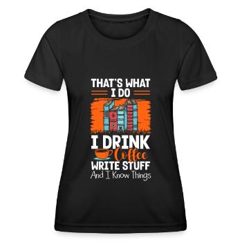 Schriftsteller Literatur Autoren - Frauen Funktions-T-Shirt - Schwarz - Vorne - AI Model Female 172 light (172cm)