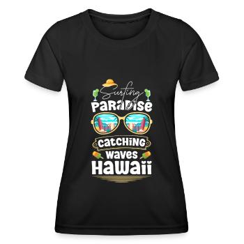 Strand Wellen Sommerurlaub Tauchen - Frauen Funktions-T-Shirt - Schwarz - Vorne - AI Model Female 172 light (172cm)