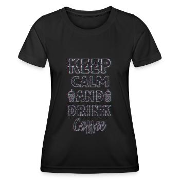 Kaffee Wachmacher Kaffeebohne Coffeeshop - Frauen Funktions-T-Shirt - Schwarz - Vorne - AI Model Female 172 light (172cm)