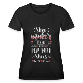 Semelle de chaussure artisanale - T-shirt sport Femme - noir - Devant - AI Model Female 172 light (172cm)