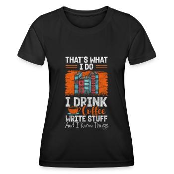 Auteur Écriture de roman policier - T-shirt sport Femme - noir - Devant - AI Model Female 172 light (172cm)