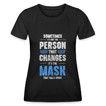 Mascarade Bal Costume Protection Inconnue - T-shirt sport Femme - noir - Devant - AI Model Female 172 light (172cm)