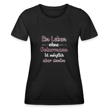 Dobermann - Frauen Funktions-T-Shirt - Schwarz - Vorne - AI Model Female 172 light (172cm)