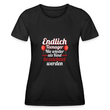Endlich Teenager 13 Jahre 13.Geburtstag Geschenk - Frauen Funktions-T-Shirt - Schwarz - Vorne - AI Model Female 172 light (172cm)
