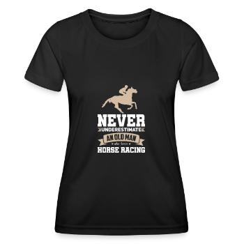 Horse Racing Old Man Horse Race Horse Race - Women's Functional T-Shirt - black - Front - AI Model Female 172 light (172cm)