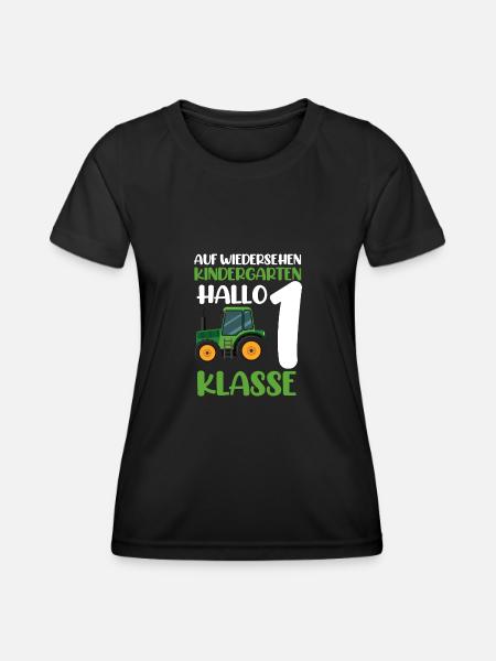 Schulkind Traktor Einschulung Geschenk - Frauen Funktions-T-Shirt - Schwarz