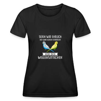 Wellensittich Wellensittiche Wellensittich - Frauen Funktions-T-Shirt - Schwarz - Vorne - AI Model Female 172 light (172cm)