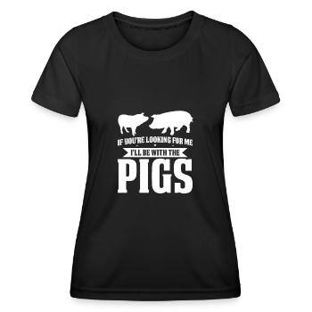 Schweine Schwein Tierliebhaber Geschenk - Frauen Funktions-T-Shirt - Schwarz - Vorne - AI Model Female 172 light (172cm)