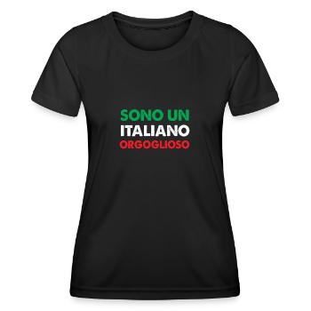 Italienisch Italienische Flagge Geschenk - Frauen Funktions-T-Shirt - Schwarz - Vorne - AI Model Female 172 light (172cm)