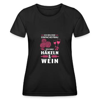 Häckeln Wein Nähen Geschenk - Frauen Funktions-T-Shirt - Schwarz - Vorne - AI Model Female 172 light (172cm)