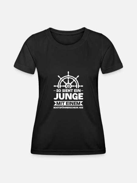 Bootsfahrer Bootsführerschein Geschenk - Frauen Funktions-T-Shirt - Schwarz