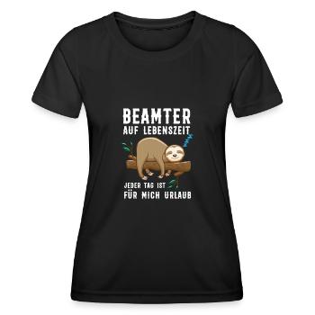 Beamter Beamte Faultier Geschenk - Frauen Funktions-T-Shirt - Schwarz - Vorne - AI Model Female 172 light (172cm)