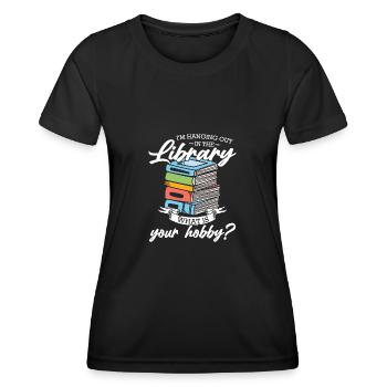 Bibliothek bibliothek Geschenk - Frauen Funktions-T-Shirt - Schwarz - Vorne - AI Model Female 172 light (172cm)