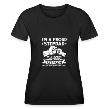 Cadeau beau-père et beau-fils beau-père - T-shirt sport Femme - noir - Devant - AI Model Female 172 light (172cm)