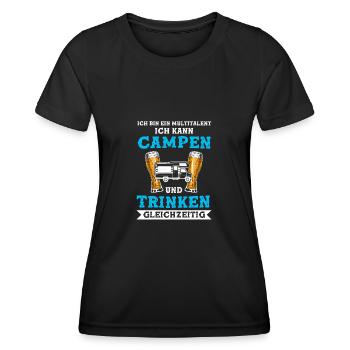 Campen Bier Wohnmobil Geschenk - Frauen Funktions-T-Shirt - Schwarz - Vorne - AI Model Female 172 light (172cm)