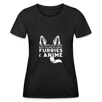 pelzig & anime pelzig Anime Geschenk - Frauen Funktions-T-Shirt - Schwarz - Vorne - AI Model Female 172 light (172cm)