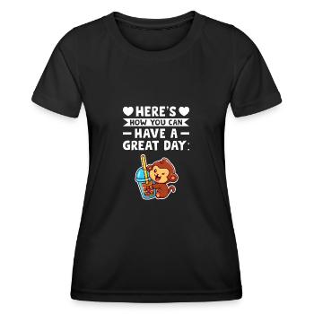 Bubble Tea Bubble Tea Fan Articles Bubble - Women's Functional T-Shirt - black - Front - AI Model Female 172 light (172cm)