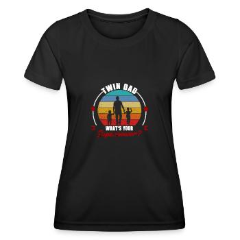 Twin Dad Fils Twin Dad Family Gift - T-shirt sport Femme - noir - Devant - AI Model Female 172 light (172cm)