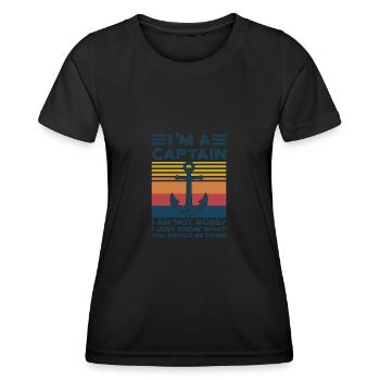 Kapitän Kapitäne Bootfahren Geschenk - Frauen Funktions-T-Shirt - Schwarz - Vorne - AI Model Female 172 light (172cm)