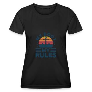 Kapitän Kapitäne Bootfahren Geschenk - Frauen Funktions-T-Shirt - Schwarz - Vorne - AI Model Female 172 light (172cm)