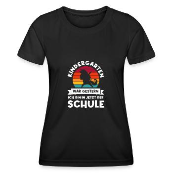 Schulkind Einhorn Schulbeginn Geschenk - Frauen Funktions-T-Shirt - Schwarz - Vorne - AI Model Female 172 light (172cm)