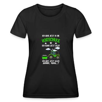 Vorschule Traktor Vorschüler Geschenk - Frauen Funktions-T-Shirt - Schwarz - Vorne - AI Model Female 172 light (172cm)