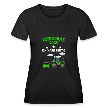 Vorschule 2023 Traktor Vorschüler Geschenk - Frauen Funktions-T-Shirt - Schwarz - Vorne - AI Model Female 172 light (172cm)