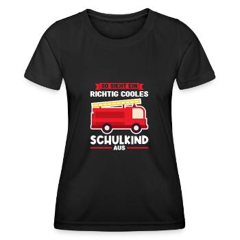 Schulkind Feuerwehr Schulbeginn Geschenk - Frauen Funktions-T-Shirt - Schwarz - Vorne - AI Model Female 172 light (172cm)