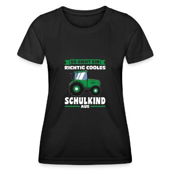 Schulkind Traktor Schulbeginn Geschenk - Frauen Funktions-T-Shirt - Schwarz - Vorne - AI Model Female 172 light (172cm)