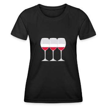 Flag Wine Glass Polish Flag Roots Gift - Women's Functional T-Shirt - black - Front - AI Model Female 172 light (172cm)