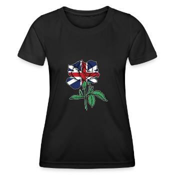 Flagge Rose Britische Flagge Wurzeln Geschenk - Frauen Funktions-T-Shirt - Schwarz - Vorne - AI Model Female 172 light (172cm)