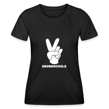 Grundschule V-Handzeichen Grundschüler Geschenk - Frauen Funktions-T-Shirt - Schwarz - Vorne - AI Model Female 172 light (172cm)