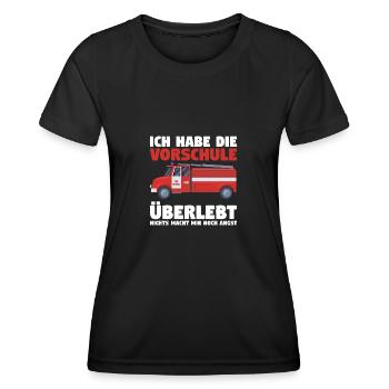 Vorschule Feuerwehr Vorschule Abschluss Geschenk - Frauen Funktions-T-Shirt - Schwarz - Vorne - AI Model Female 172 light (172cm)