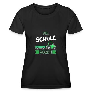 Schulkind Traktor Schulanfänger Geschenk - Frauen Funktions-T-Shirt - Schwarz - Vorne - AI Model Female 172 light (172cm)