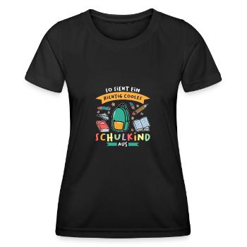 Schulkind Anfang Schulanfänger Geschenk - Frauen Funktions-T-Shirt - Schwarz - Vorne - AI Model Female 172 light (172cm)