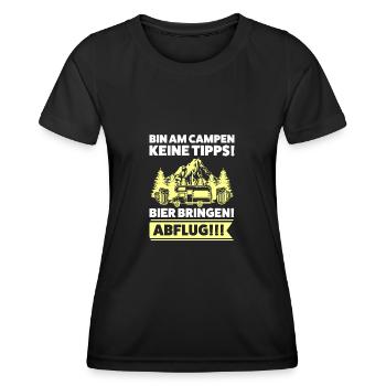 Campen Bier Camper Geschenk - Frauen Funktions-T-Shirt - Schwarz - Vorne - AI Model Female 172 light (172cm)