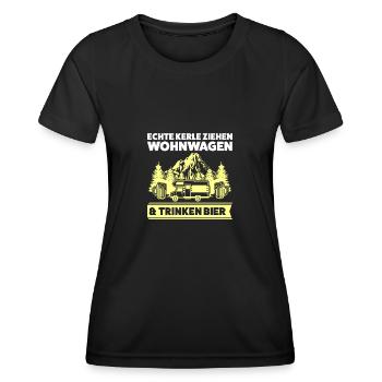 Campen Bier Camper Geschenk - Frauen Funktions-T-Shirt - Schwarz - Vorne - AI Model Female 172 light (172cm)