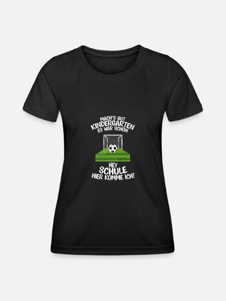 Schulkind Fußball Schulstart Geschenk - Frauen Funktions-T-Shirt - Schwarz