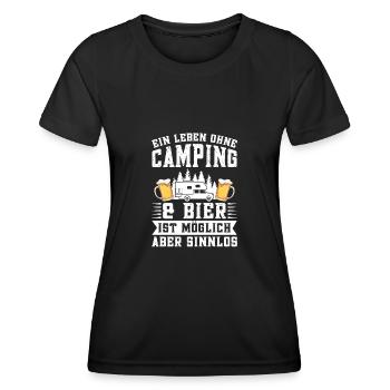 Campen Bier Camping & bier Bier Geschenk - Frauen Funktions-T-Shirt - Schwarz - Vorne - AI Model Female 172 light (172cm)