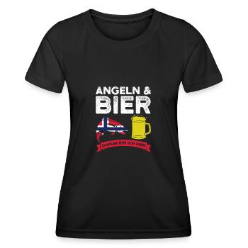Angler Norwegisch Angeln Norwegen Norwegen Gesche - Frauen Funktions-T-Shirt - Schwarz - Vorne - AI Model Female 172 light (172cm)