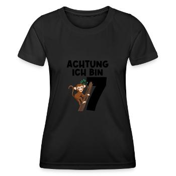 7.Geburtstag Affe 7 Jahre alt Geschenk - Frauen Funktions-T-Shirt - Schwarz - Vorne - AI Model Female 172 light (172cm)