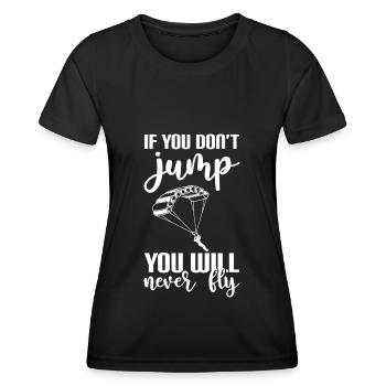 Skidiving Jumping Pilot - Women's Functional T-Shirt - black - Front - AI Model Female 172 light (172cm)