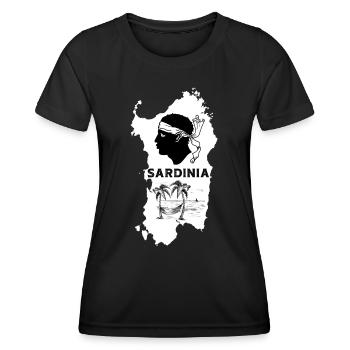Sardinia Insel Landkarte mit Palmen Piratenkopf - Frauen Funktions-T-Shirt - Schwarz - Vorne - AI Model Female 172 light (172cm)