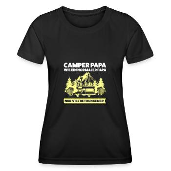Camper Papa Camping Geschenk - Frauen Funktions-T-Shirt - Schwarz - Vorne - AI Model Female 172 light (172cm)